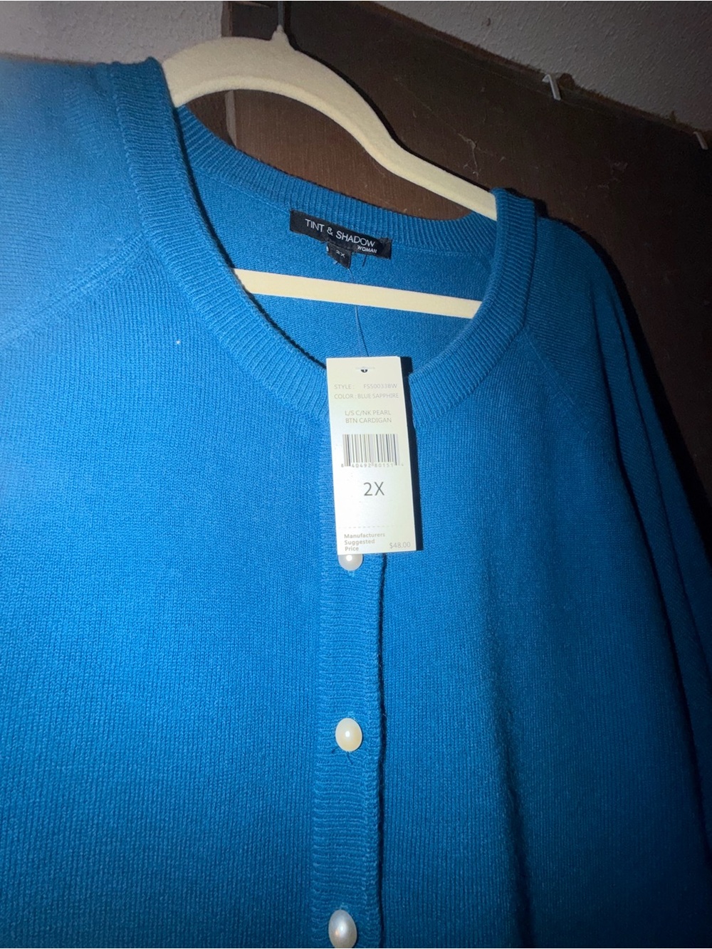 Women's Teal Blue Button Cardigan - 2X